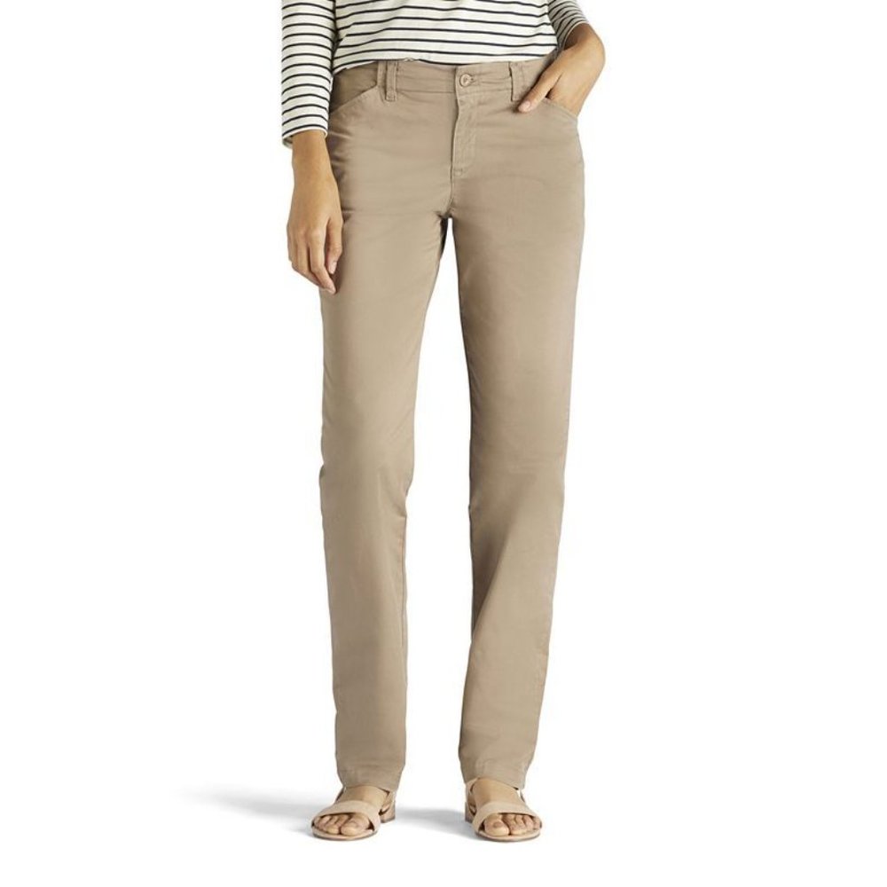 Lee Slim Straight-Leg Tailored Chino Pants - Light Fawn - 14